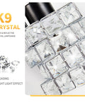 Close-up of K9 crystal lampshade from 3 Light Crystal Bathroom Vanity Light Fixture Over Mirror Rotatable Matte Black Crystal Indoor Wall Lights