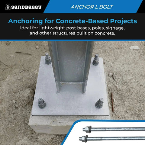 Half Inch By Ten Inch Threaded Concrete Anchor L Bolts With Nuts And Washers Included Hot Dipped Galvanized for sill plate installation