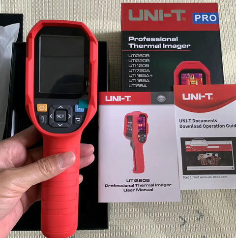 UTi720A Thermal Imaging Camera 256x192 Pro Grade Infrared Cam with user manual and packaging visible