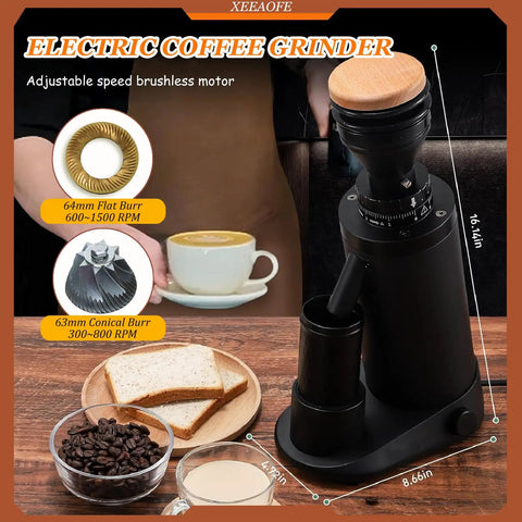 Slick Electric Coffee Bean Grinder Featuring Conical Burrs And Anti Static Guard, 16.41 inches tall, compact for counters