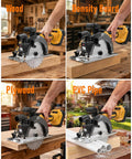 High-Output 6 1 2-Inch Cordless Circular Saw For Gnarly Cuts On Any 20V System includes cutting wood, density board, plywood, and PVC pipe.