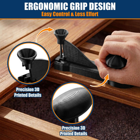Heavy Duty Hidden Fastener Decking Tool Kit ergonomic grip design showing precision 3D printed details for easy control and less effort.