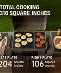 Heavy Duty Rolling Outdoor Kitchen Island Cart With Electric Griddle And Portable Bbq Grill with total cooking area shown.