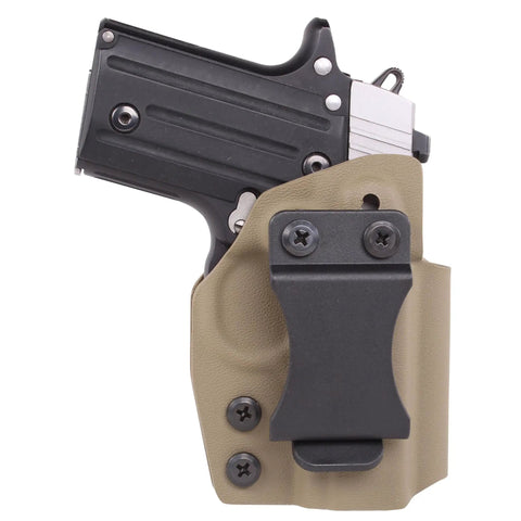 Black Half Inch Chicago Screws With Rubber Washers Kickass Flat Head Through Hole Fasteners For DIY Kydex Leather Holster Knife Sheath Crafting And Belt Clip Projects No Sweat Assembly Top Shelf Gear Up Your EDC Game Today in a tactical holster with a black pistol.