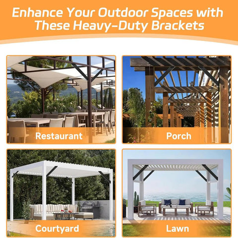 Inside Mount 45 Degree Angle Bracket Kit For Pergolas And Pavilions Beefy Heavy Duty Roof Riser Corner Brackets Carbon Steel Pre Drilled Holes And Screws Included Perfect For Pergola Extensions Deck Terraces And Outdoor Cabins 8 Pieces