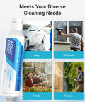 Heavy Duty Hard Water Filter Hose Attachment For Car Wash Multi Stage Filtration shown cleaning cars, windows, yards, and fences.