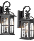 Rock Solid Aluminum Outdoor Wall Light Featuring Slick Water Ripple Glass Exterior Fixture And Helluva Tough Weatherproof Porch Sconce Plus Knockout Doorway Accent For Backyard Or Garage Entry, black aluminum with glass.