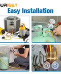 HVAC system installation with 60 Inch Refrigerant Charging Hose With Ball Valves For R410A R134A R22 R12 R502 R404