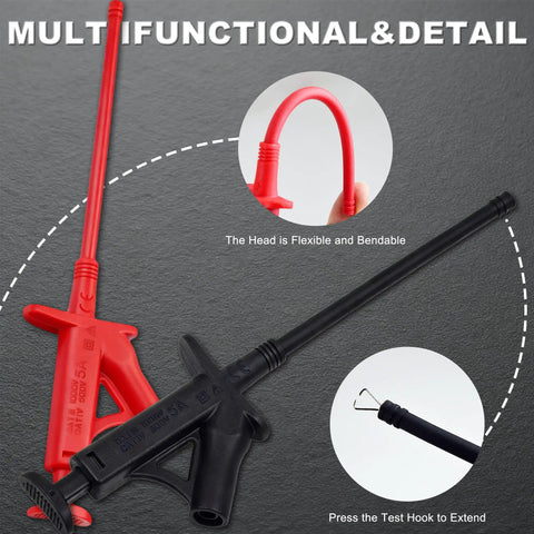 Professional Flexible Test Hook Clip Set For IC Probes And High Voltage Insulation, Grabbers And Jumpers For Multimeters And Clamp Meters, Ideal For Automobile Inspections, Red And Black