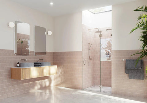 Polished Brass Frameless Shower Door Hinge With EnduroShield Glass Coating 78 Inch Tall By 40 Inch Wide Glass Enclosure Hardware Built To Last Heavy Duty Easy Install For Modern Shower Doors And Glass Panels in a bathroom shower door
