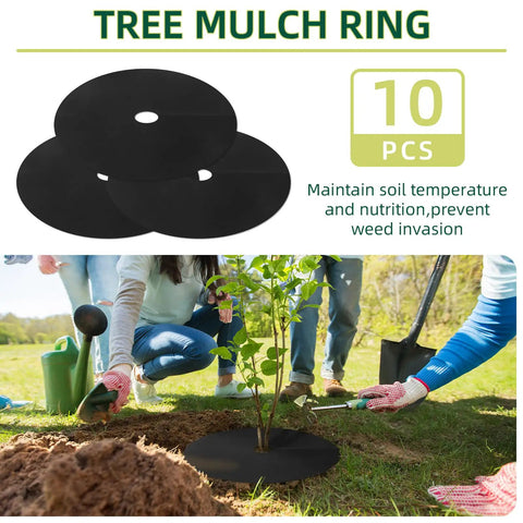 39 Inch Weed Barrier Mat For Your Yard And Garden Non Woven Tree Mulch Ring Protectors Landscaping Weed Control Pack Of 10