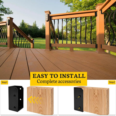 Sturdy U Shaped Deck Railing Bracket Connectors For 2x4 Lumber Actual 1.5x3.5 Inches Black Powder Coat 12 Pack For Wood Fences Pergolas And Log Cabins