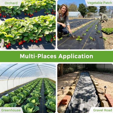 Six Foot By Three Hundred Foot Premium Weed Barrier Landscape Fabric 3.5oz Heavy Duty Garden Ground Cloth used in various settings