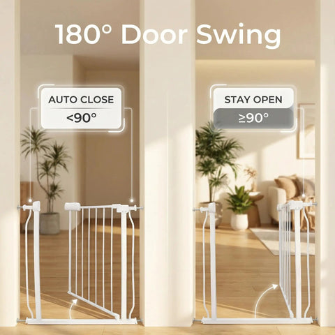 Extra Wide Baby Gate 43.3 To 48 Inches Tension Mounted Safety Gate For Kids And Pets Walk Through White Metal 30 Inch Tall display