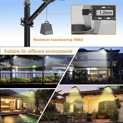 Beefy Heavy Duty Light Pole Mount Bracket For Outdoor Solar Street Lights 1.9 Inch Thickened Galvanized Steel Arm Kit LED Lamp Post Extension Fixture Sturdy Endurance Arm For Flood Fog Spotlight Lighting