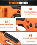 Heavy Duty Electric Pipe Threader Machine 2300W 110V Handheld Thread Kit showing ergonomic rubber handle and cooling holes.
