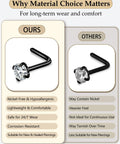 9 Piece Titanium Black Nose Studs Set with L Shaped Straight and Corkscrew Designs for Sensitive Skin comparison of material benefits
