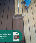 Applying Dark Cocoa Solid Color Wood Stain For Decks And Fences UV Resistant Opaque Finish That Hides Imperfections 1 Gallon