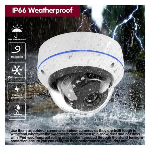 Built Different 8Ch Poe Ip Security System With Built In Nvr And Sharp 8Mp Ultra Hd 4K Domes in rain with IP66 weatherproof rating.