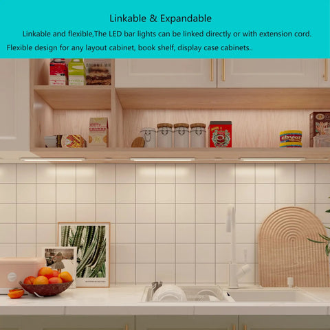 Under Cabinet LED Strip Lights Dope RGB Color Changing With Dimmable White installed beneath kitchen cabinets over a counter.