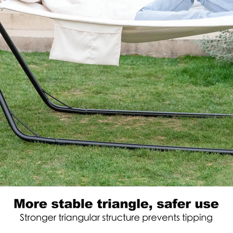 Universal 2 Person Hammock Stand For Outdoor Use Adjustable Double Heavy Duty Powder Coated Steel Frame on grass
