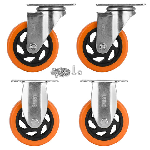 Glow Up Your Garage With These Smooth Rolling Four Inch Caster Wheels Set Of Four featuring polyurethane rollers and rigid swivel design.