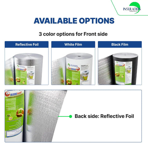 5mm Reflective Foam Core Insulation Roll 16 By 50 Ft R15 Radiant Barrier Vapor Barrier And Sound Shield White Foil Options
