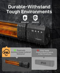 Infrared Patio Heater 1500W With Remote, 2.5 Second Instant Heat, Memory Function, 4 Heat Levels, IP65 Waterproof, wall-mounted