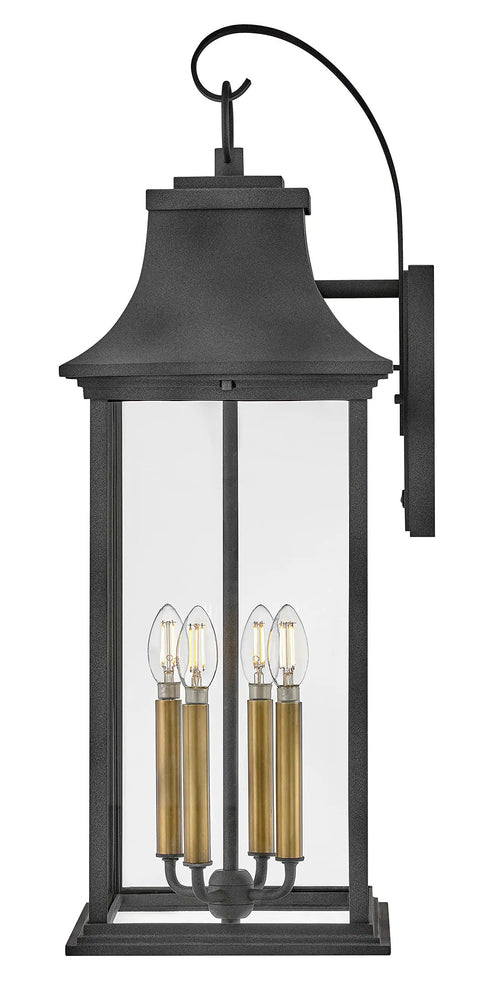 Extra Large Outdoor Wall Lantern Featuring Heritage Brass And Aged Zinc Finish Dang Tough Aluminum Build Clear Glass Panels classic coach light design