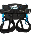 Pro Tree Saddle Harness With Memory Foam Back Support And Leg Straps For Arborist Climbing Gear, front view, medium size