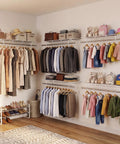Built Tough Wall Mounted Closet Shelves Featuring Ventilated Heavy Duty Metal Wire Organizers, adjustable rods for organized clothes.