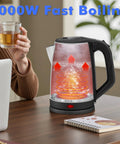 Two And A Half Liter Electric Kettle For Big Family Use With Fast Boil Stainless Steel BPA Free Water Heater 2.5L 10 to 12 Cups Auto Shut Off Boil Dry Protection showing fast boiling feature.