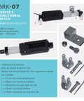 Top Notch 12V Micro Linear Electric Actuator With 12 Inch Stroke And 5 Pounds Force features mounting brackets and accessories.