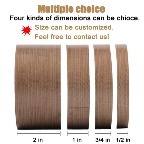Built Tough Heavy Duty PTFE Fabric Tape 1 Inch By 30 Feet Heat Resistant Up To 500 Degrees for sealers shown in multiple widths