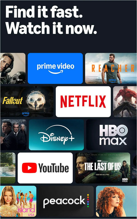 Screen showcasing streaming app logos including Netflix, Prime Video, Disney+, and YouTube for the Next Level 4K Streaming Stick Delivering Blazing Wifi 6 Speeds And Rock Solid Alexa Voice Controls Packed With Thousands Of Movies Shows And Live Channels For Smooth Playback And Serious Bang Buck Value.