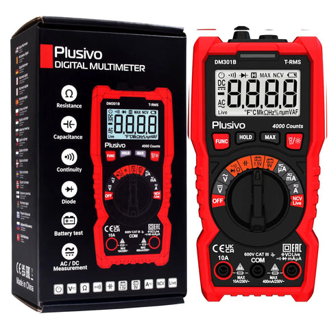 Digital Multimeter 4000 Counts TRMS Auto Ranging AC DC Voltmeter Ohm Amp Tester With NCV Live Test and packaging box