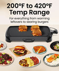 Extra Large Electric Griddle With Removable Temperature Control And Immersible Flat Top For Burgers Eggs And Pancakes with meals