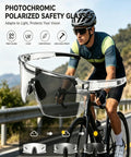 Kickass Photochromic Polarized Safety Glasses With UV400 Protection And Impact Resistant Build For Cycling Driving Work Tasks Ace Eyewear On Biker.