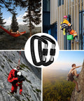 Rock Solid Locking Carabiner With Screw Gate And Keylock Nose Design crafted from 7075 aluminum, supporting climbing and hammock use.