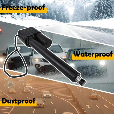 12 Inch Heavy Duty 12V Electric Linear Actuator With Potentiometer, 2000 Lbs Capacity, Stainless Steel Shaft, IP65 Rated, Bad Boy Performance for Ag, Auto, Marine, and Industrial Gear Projects in snowy and rainy environments.