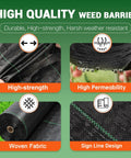 Tough As Nails Heavy Duty Woven Weed Barrier Fabric Ground Cover Mat 5 x 10 Feet Three Pack high-strength, permeable design