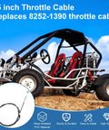 75 Inch Heavy Duty Universal Throttle Cable Kit for Predator 212cc 196cc GX160 GX200 VM22 VM24 shown with go-kart on sandy terrain