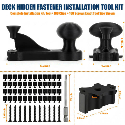 Heavy Duty Hidden Fastener Decking Tool Kit Packs Premium Stainless Steel Screws And Precision Drill Bits For A Rock Solid Composite Deck Project And No Drama DIY Fix Ups including tool, clips, screws, and bits.
