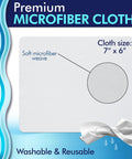 Premium microfiber cloths, 7x6 inches, soft weave, washable and reusable