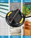 8 Inch Glass Suction Cups Set Of 2 With Carrying Case Vacuum Lift For Large Glass Up To 330 Lbs Heavy Duty Industrial Gripper Tools shown lifting surfaces like tile, marble, and glass.