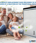 Family enjoying fresh air beside Replacement Filter Pads 16x25 For Respicaire MicroClean 95 Air Cleaner in living room.
