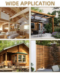 Inside Mount 45 Degree Angle Corner Brace Set used in various wood structures, showing versatility in homes and outdoor areas.