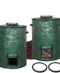 80 Gallon Compost Bin Bags Set Heavy Duty 2 Pack Foldable Garden Yard Waste Bags for Leaves Grass Clippings and Compost Outdoor Green 300L Big Capacity Easy Cleanup