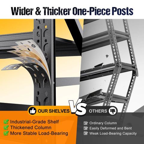 Comparison image showing Tough As Nails Heavy Duty Metal Garage Shelving Unit With Adjustable Tiers and Reinforced Steel Frame features.