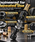 Top Shelf Gcr15 Carbon Steel Rivet Nut Tool Kit with dual bearing shafts, GCR15 steel nozzles, and 12.9-grade mandrel.